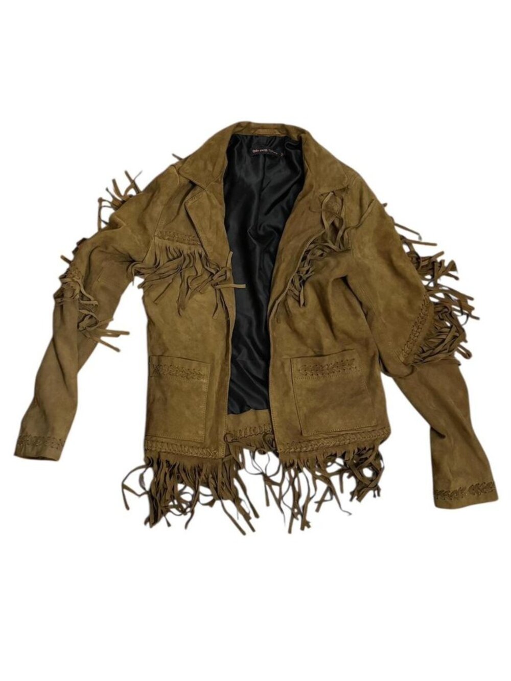 Kate Moss for Topshop Suede Fringe Jacket Brown Western Boho Rare US 2 UK 6 - Picture 2 of 6